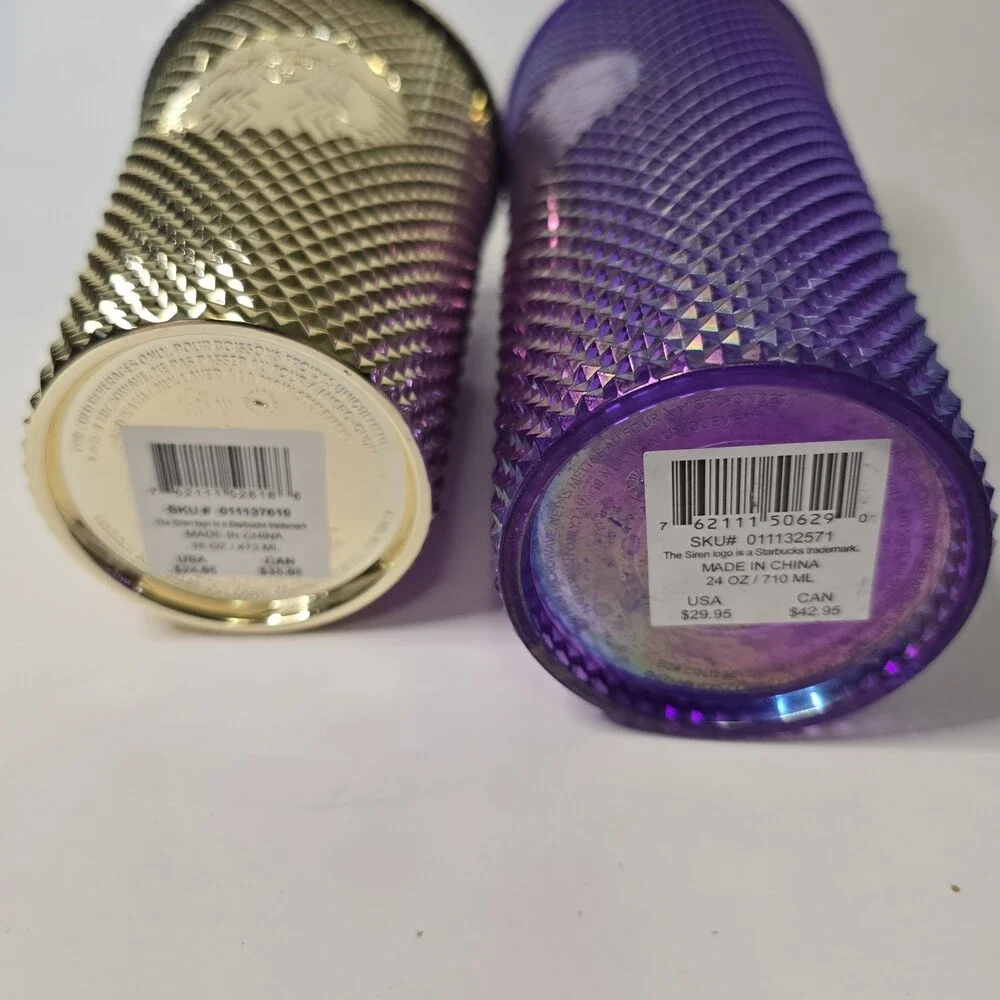 Starbucks Purple Studded Tumbler 24 oz & Gold 16 oz